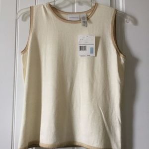 Liz Claiborne Sweater Vest Tank Cream Brown